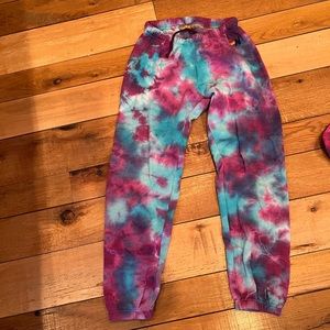 Aviator nation blue and pink tie dye pants